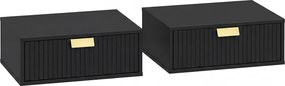 HOMCOM Conjunto de 2 Mesas de Cabeceira de Parede, Mesas de Cabeceira Suspensas com Gaveta Ondulada, 40 x 30 x 15 cm, Preto | Aosom Portugal