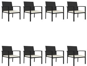 9 pcs conjunto de jantar para jardim vime PE preto