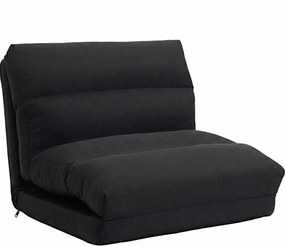 HOMCOM Poltrona de chão sofá lounge poltrona conversível em cama reclinável 90° a 180° tecido - 70 x 72 x 56 cm - preto | Aosom Portugal