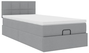 Cama otomana com colchão 100x200 cm tecido cinzento claro