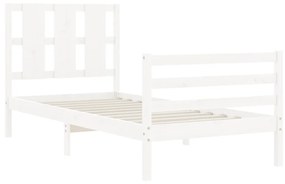 Estrutura de cama com cabeceira 100x200cm madeira maciça branco