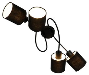 Candeeiro de tecto moderno preto 60,5 cm ajustável com 4 luzes - Hetta Moderno