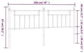 Cabeceira de cama 193 cm metal preto