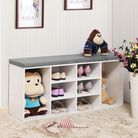 Banco estofado para sapatos 104 x 30 x 48 cm branco-cinzento