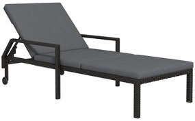 Espreguiçadeira de Vime Chaise Longue de Jardim com Encosto Ajustável