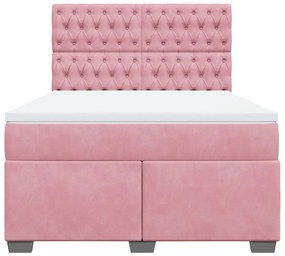 Cama com molas/colchão 140x200 cm veludo rosa