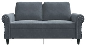 Sofá de 2 lugares 120 cm veludo cinza-escuro