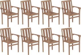 vidaXL Cadeiras de jardim empilháveis 8 pcs madeira de teca maciça