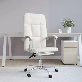 vidaXL Cadeira de escritório reclinável couro artificial branco