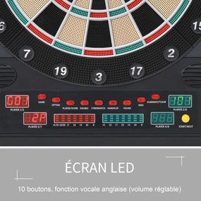 Alvo de dardos eletrónico com tampa, 27 jogos, 202 variações, até 8 jogadores, ecrã LED, altifalante, 12 dardos e 30 pontas flexíveis de substituição,