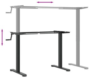 Estrutura de secretária de pé (94-135)x60x(70-114)cm aço preto
