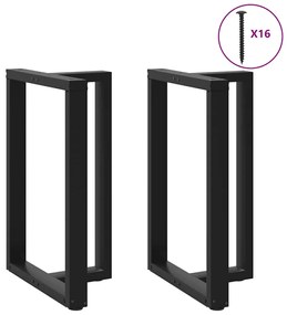 vidaXL Pés de mesa de bar em forma de T, 2 peças, preto, 60x35x(90-91) cm, aço