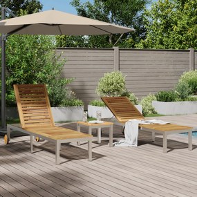 Conjunto de 2 pcs de Cadeiras de Sol vidaXL com Mesa de Madeira de Acá