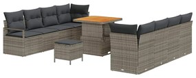 Conjunto de Sofá de Jardim de 11 Peças vidaXL com Almofadas Cinza em R