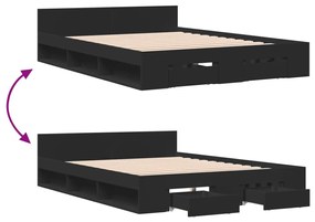 Estrutura cama c/ gavetas 120x190 cm derivados de madeira preto