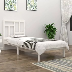Cama sem colchão 90x200 cm madeira de pinho maciça branco