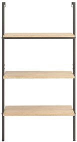 Unidade 3 prateleiras 64x35x120,5 cm castanho-claro e preto