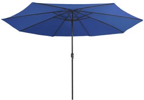 Guarda-sol de jardim com poste de metal 390 cm azul-ciano