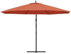 Guarda-sol cantilever com poste de alumínio 350 cm terracota