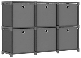vidaXL Unid. prateleiras 6 cubos c/ caixas 103x30x72,5cm tecido cinza