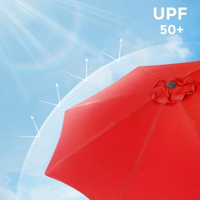 Guarda-sol 3 m jardim com proteção solar até UPF 50+ e inclinação Vermelho