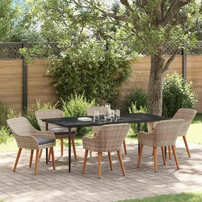 vidaXL Conjunto de sala de jantar 7 pcs Cinza claro e preto Largo