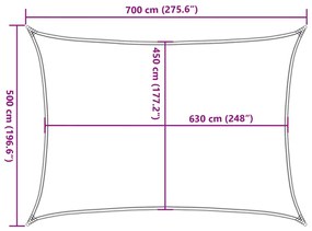 Para-sol estilo vela 160 g/m² 5x7 m PEAD vermelho