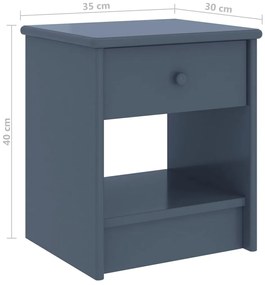 Mesa de cabeceira 35x30x40 cm pinho maciço cinzento-claro