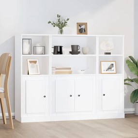 Aparadores altos 3 pcs derivados de madeira branco