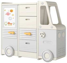 Estante infantil em formato de casa com 2 compartimentos de armazenamento para quarto infantil e sala de jogos - branca