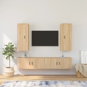 vidaXL Conjunto móveis de TV 4 pcs madeira processada carvalho sonoma
