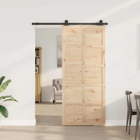 Porta Deslizante Castanho 80 x 208 cm Madeira de pinho maciça