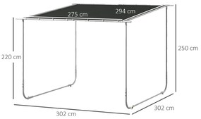 Outsunny Pérgola 3x3 m Pérgola de Jardim com Rodas Proteção UV 30+ com