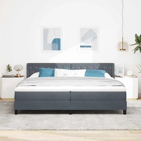 vidaXL Cama Box com colchão Cinza Escuro 200 x 200 cm Poliéster
