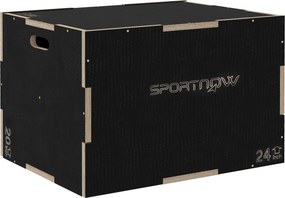 Caixa Pliométrica com 3 Alturas Diferentes para Treino de Força em Casa Ginásio CrossFit Carga 120 kg 76x61x51 cm Preto