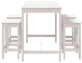 5 pcs conjunto de bar para jardim pinho maciço branco