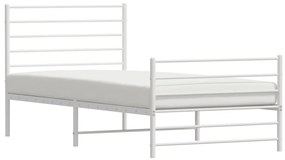 Estrutura de cama com cabeceira e pés 90x200 cm metal branco