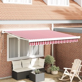 vidaXL Toldo Retrátil Automático Listrado Vermelho e Branco 350x250 cm