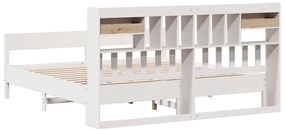 Cama com estante sem colchão 180x200 cm pinho maciço branco