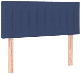 Cabeceira de cama c/ luzes LED tecido 100x5x78/88 cm azul