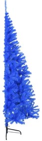 Meia árvore de Natal artificial com suporte 240 cm PVC azul