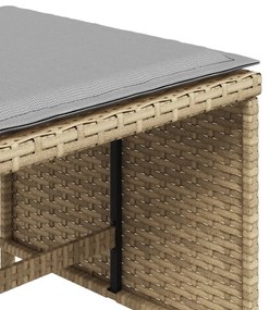 Bancos jardim almofadões 4 pcs 40x40x35 cm vime PE mistura bege