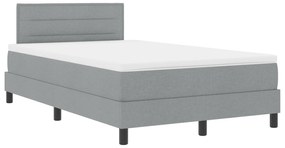 Cama Box Spring com Colchão Cinza Claro 120x190 cm Tecido
