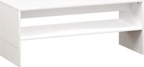 HOMCOM Mesa de Centro Mesa Auxiliar com Compartimento Aberto Mesa de Café para Sala de Estar 100x40x41,5 cm Branco Brilhante | Aosom Portugal