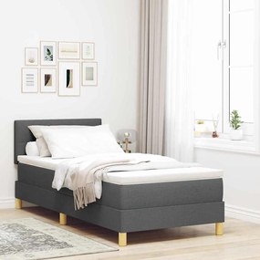 vidaXL Cama Box Spring com Colchão & LED Cinza Escuro 90x190 cm Tecido