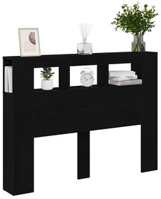 Cabeceira LED vidaXL Carvalho Preto 140x18,5x40 cm Madeira de Engenhar