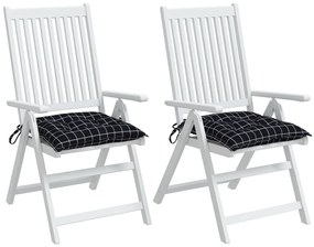 Almofadões p/ cadeira 2pcs 40x40x7cm tecido padrão xadrez preto