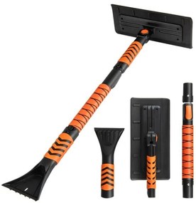 Pá de neve extensível 4 em 1, kit de neve com 3 tamanhos ajustáveis para carro - Laranja