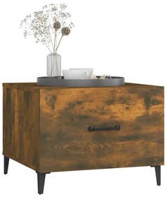 Mesa de centro com pernas de metal 50x50x40 cm Carvalho Fumado