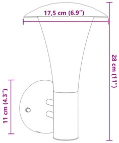 Candeeiro de parede para exterior aço inoxidável prateado